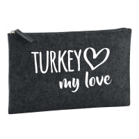 Kulturbeutel Turkey my love 1 Liter Filz Charcoal Kosmetiktasche