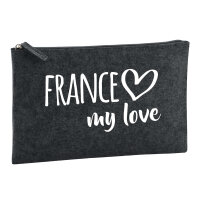 Kulturbeutel France my love 1 Liter Filz Charcoal...