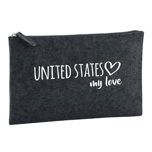 Kulturbeutel United States my love 1 Liter Filz Charcoal Kosmetiktasche