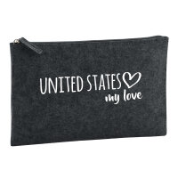 Kulturbeutel United States my love 1 Liter Filz Charcoal...