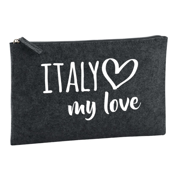 Kulturbeutel Italy my love 1 Liter Filz Charcoal Kosmetiktasche