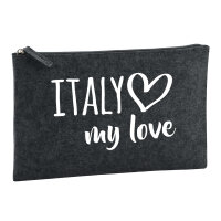 Kulturbeutel Italy my love 1 Liter Filz Charcoal Kosmetiktasche