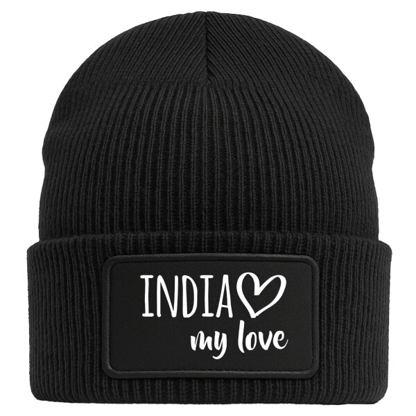 Beanie India my love Black Mütze