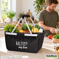 Einkaufskorb Bali my love in Black, faltbar, 20 Liter