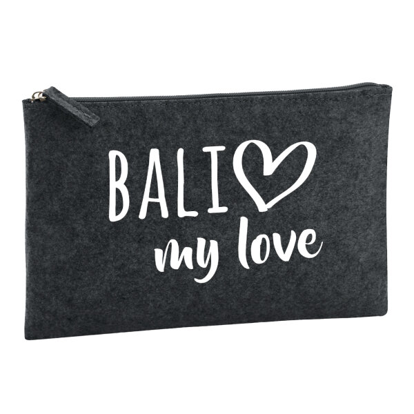 Kulturbeutel Bali my love 1 Liter Filz Charcoal Kosmetiktasche