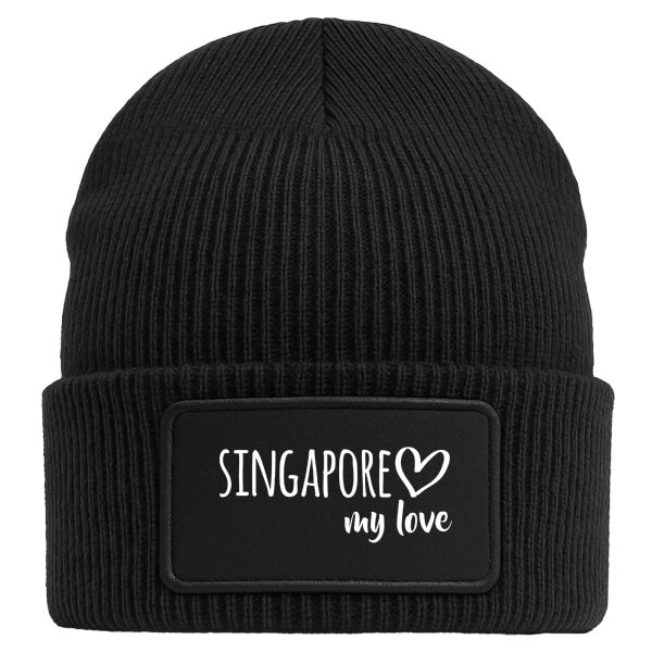 Beanie Singapore my love Black Mütze
