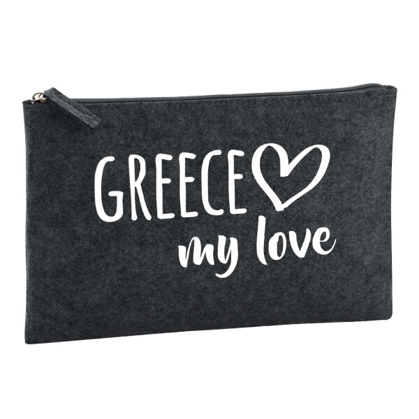 Kulturbeutel Greece my love 1 Liter Filz Charcoal Kosmetiktasche