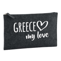 Kulturbeutel Greece my love 1 Liter Filz Charcoal Kosmetiktasche