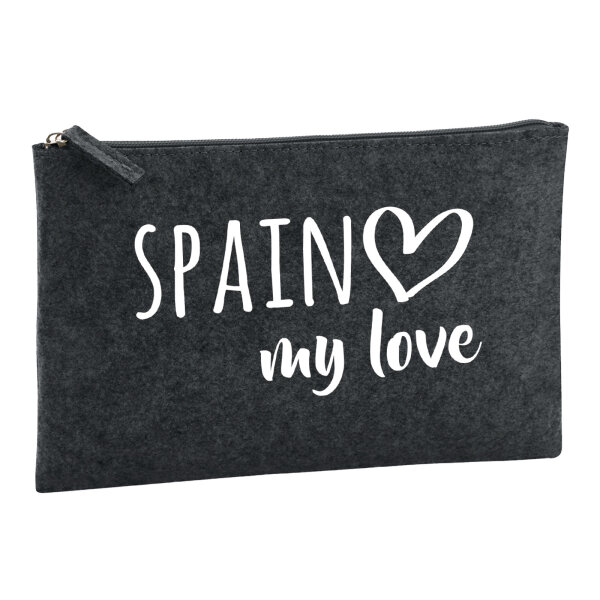 Kulturbeutel Spain my love 1 Liter Filz Charcoal Kosmetiktasche