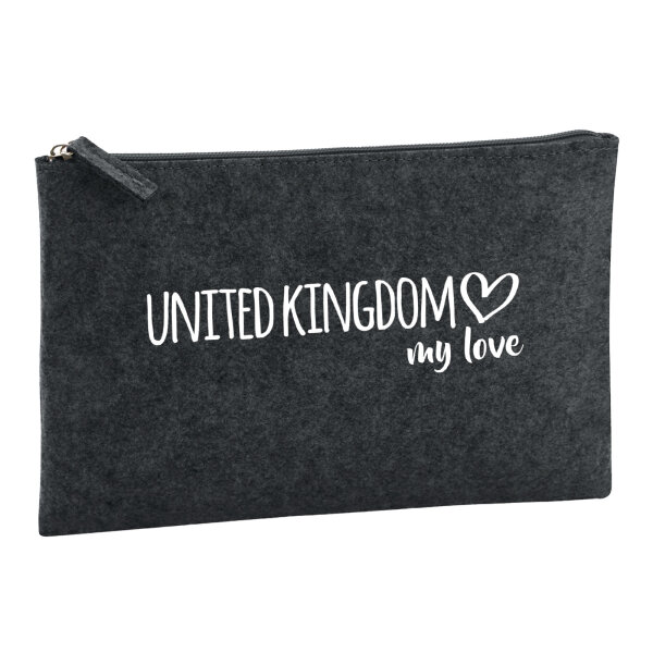 Kulturbeutel United Kingdom my love 1 Liter Filz Charcoal Kosmetiktasche