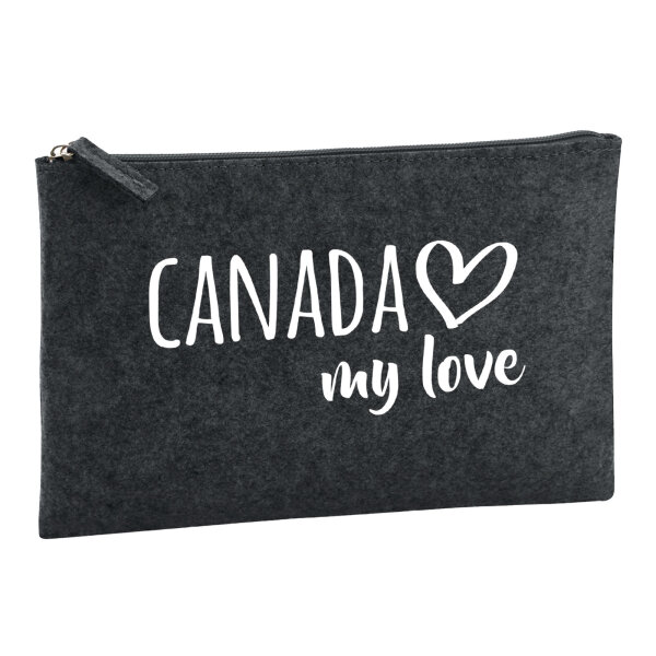 Kulturbeutel Canada my love 1 Liter Filz Charcoal Kosmetiktasche