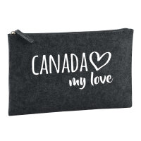 Kulturbeutel Canada my love 1 Liter Filz Charcoal Kosmetiktasche