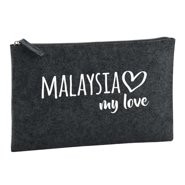 Kulturbeutel Malaysia my love 1 Liter Filz Charcoal Kosmetiktasche