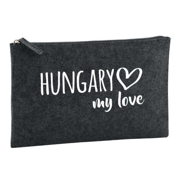 Kulturbeutel Hungary my love 1 Liter Filz Charcoal Kosmetiktasche