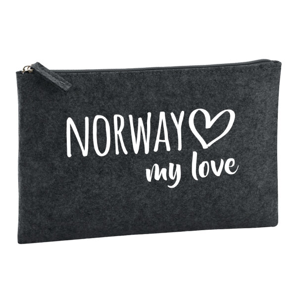 Kulturbeutel Norway my love 1 Liter Filz Charcoal Kosmetiktasche