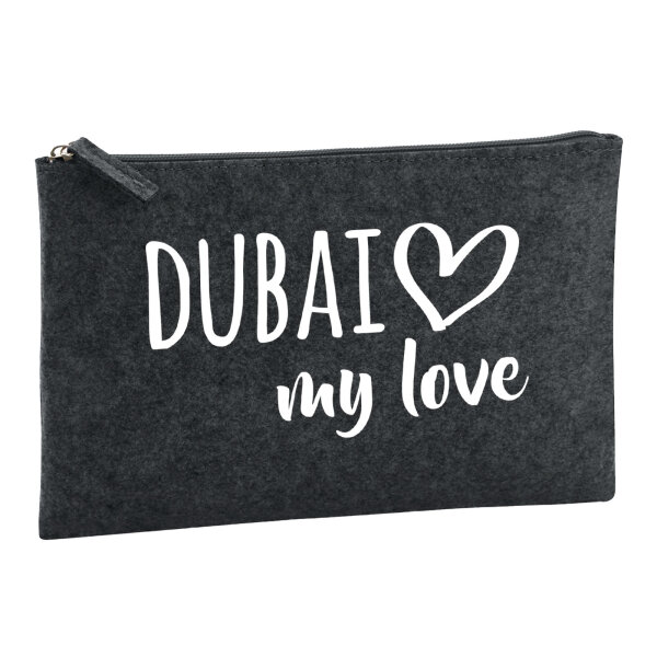 Kulturbeutel Dubai my love 1 Liter Filz Charcoal Kosmetiktasche