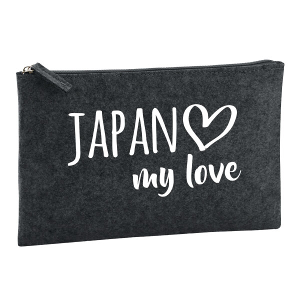 Kulturbeutel Japan my love 1 Liter Filz Charcoal Kosmetiktasche