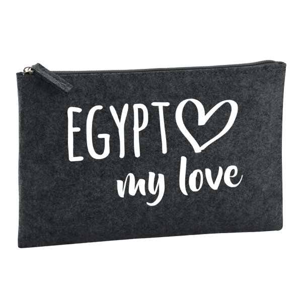 Kulturbeutel Egypt my love 1 Liter Filz Charcoal Kosmetiktasche
