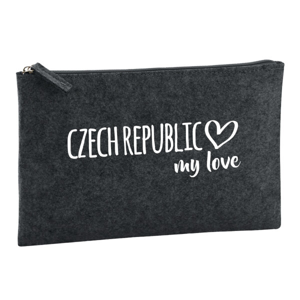 Kulturbeutel Czech Republic my love 1 Liter Filz Charcoal Kosmetiktasche