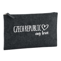 Kulturbeutel Czech Republic my love 1 Liter Filz Charcoal Kosmetiktasche