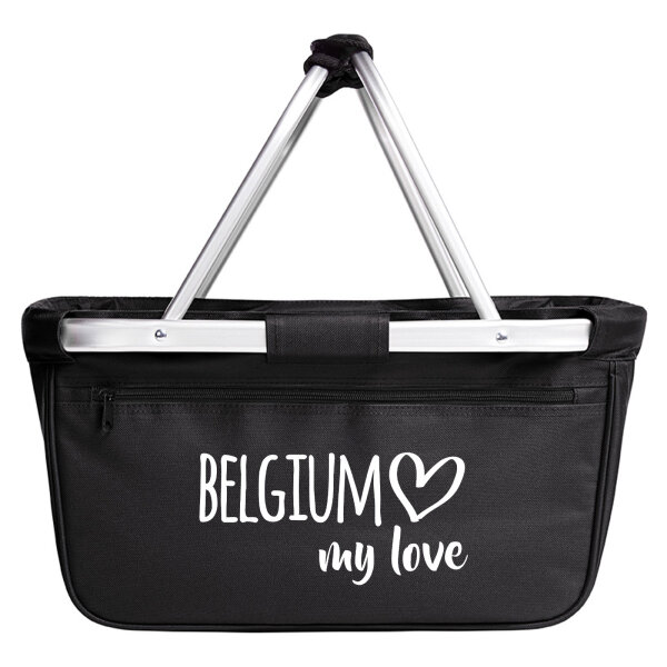 Einkaufskorb faltbar Belgium my love 20 Liter Tragekorb Black