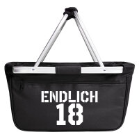 Einkaufskorb faltbar Endlich 18 Schriftzug 20 Liter Tragekorb Black