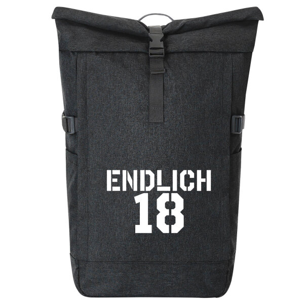 Kurierrucksack Endlich 18 Schriftzug 30-44 Liter Black Melange