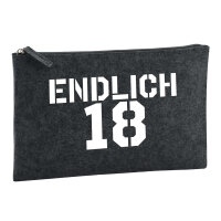 Kulturbeutel Endlich 18 Schriftzug 1 Liter Filz Charcoal...