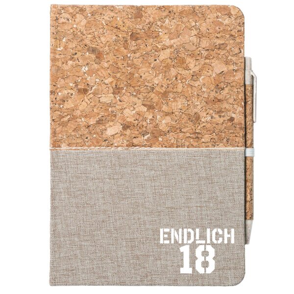 Notizbuch A5 Endlich 18 Schriftzug 80 Blatt inkl. Kugelschreiber