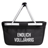 Einkaufskorb faltbar Endlich Volljährig Schriftzug 20 Liter Tragekorb Black
