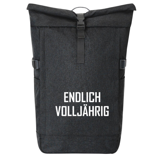 Kurierrucksack Endlich Volljährig Schriftzug 30-44 Liter Black Melange