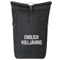 Kurierrucksack Endlich Volljährig Schriftzug 30-44 Liter Black Melange