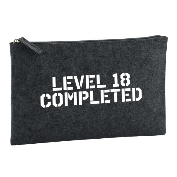 Kulturbeutel Level 18 Completed 1 Liter Filz Charcoal Kosmetiktasche