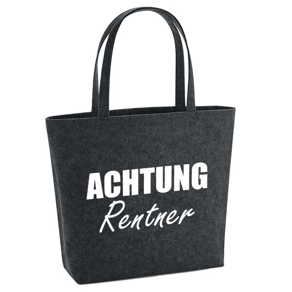 Filzshopper Achtung Rentner Schriftzug 22 Liter Filztasche