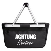 Einkaufskorb Achtung Rentner Schriftzug in Black,...