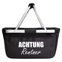 Einkaufskorb faltbar Achtung Rentner Schriftzug 20 Liter Tragekorb Black