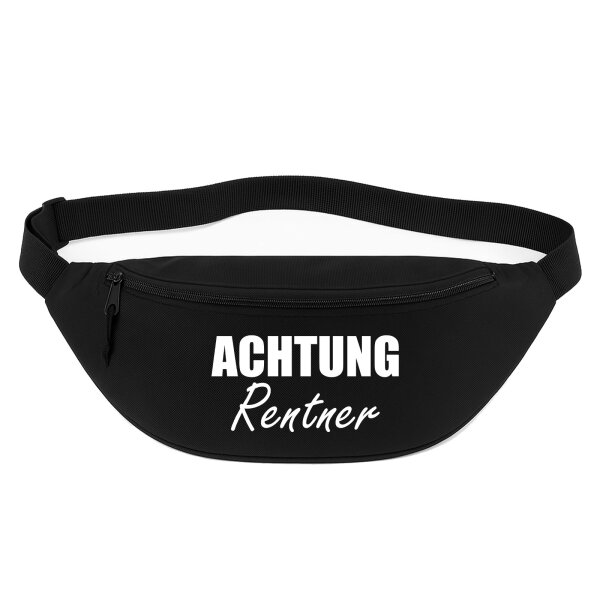 Bauchtasche Achtung Rentner Schriftzug 2,5 Liter Black Crossbody Bag