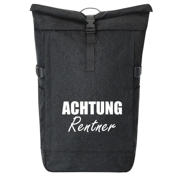 Kurierrucksack Achtung Rentner Schriftzug 30-44 Liter Black Melange