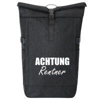 Kurierrucksack Achtung Rentner Schriftzug 30-44 Liter Black Melange