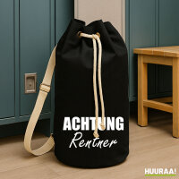 Seesack Achtung Rentner Schriftzug 20 Liter Rucksack Black