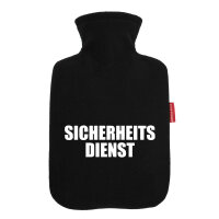 Wärmflasche Sicherheitsdienst Schriftzug