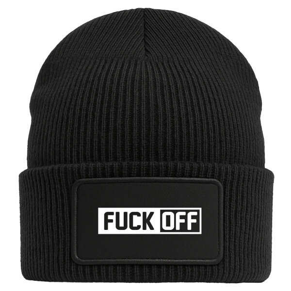 Beanie Fuck Off Schriftzug Black Mütze