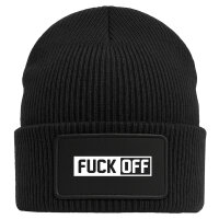 Beanie Fuck Off Schriftzug Black Mütze