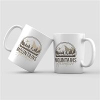 Kaffeetasse Mountains Adventure Camping Outdoor Weiß 330ml