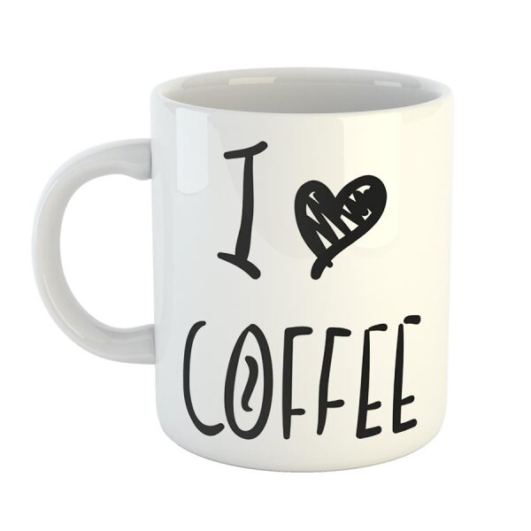 Kaffeetasse I love Coffee Kaffee Liebe Herz Heart Weiß 330ml