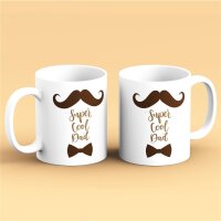 Kaffeetasse Super cool Dad Vater Papa toll Moustache Weiß 330ml