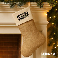 Weihnachtsstrumpf Limited Edition Schriftzug Beige