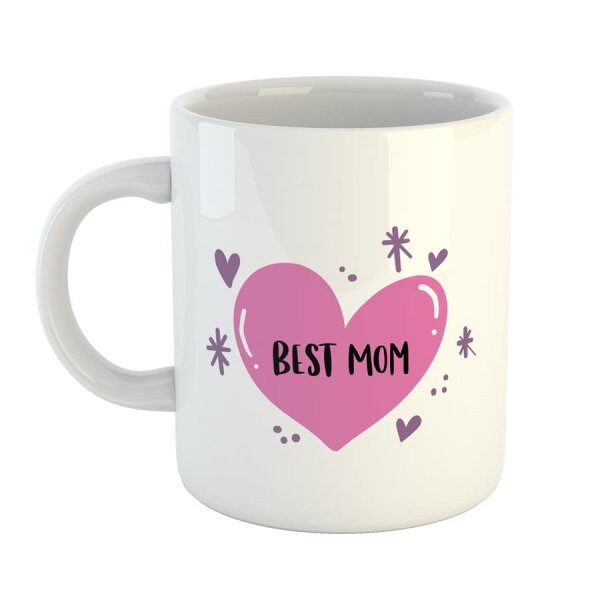 Kaffeetasse Best mom Herz Liebe Mama Mutter Weiß 330ml