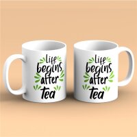 Kaffeetasse life begins after tea time coffee Weiß...