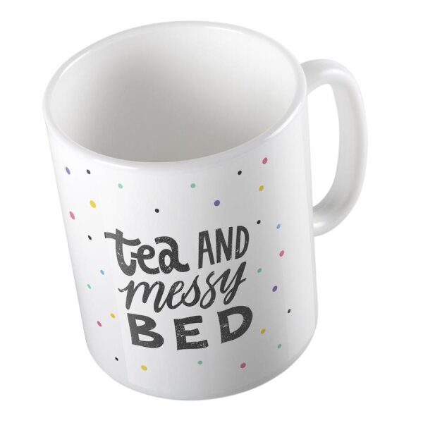 Kaffeetasse Tea and messy bed Konfetti Weiß 330ml